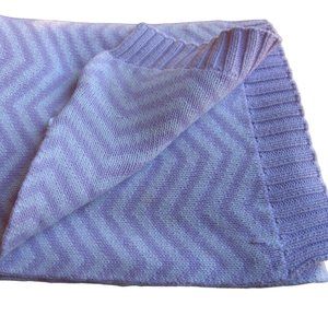 Lollypop Soft Sweater Knit Baby Blanket Lavender White Chevron Zig Zag Cotton